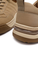Derimod Zero Male Beige Lace-Up Thick-Soled Fabric Sneakers | Derimod