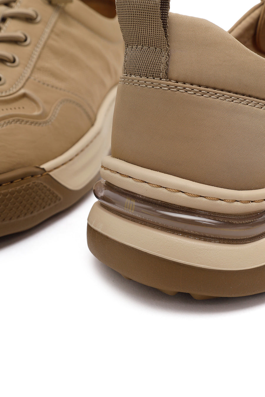 Derimod Zero Male Beige Lace-Up Thick-Soled Fabric Sneakers