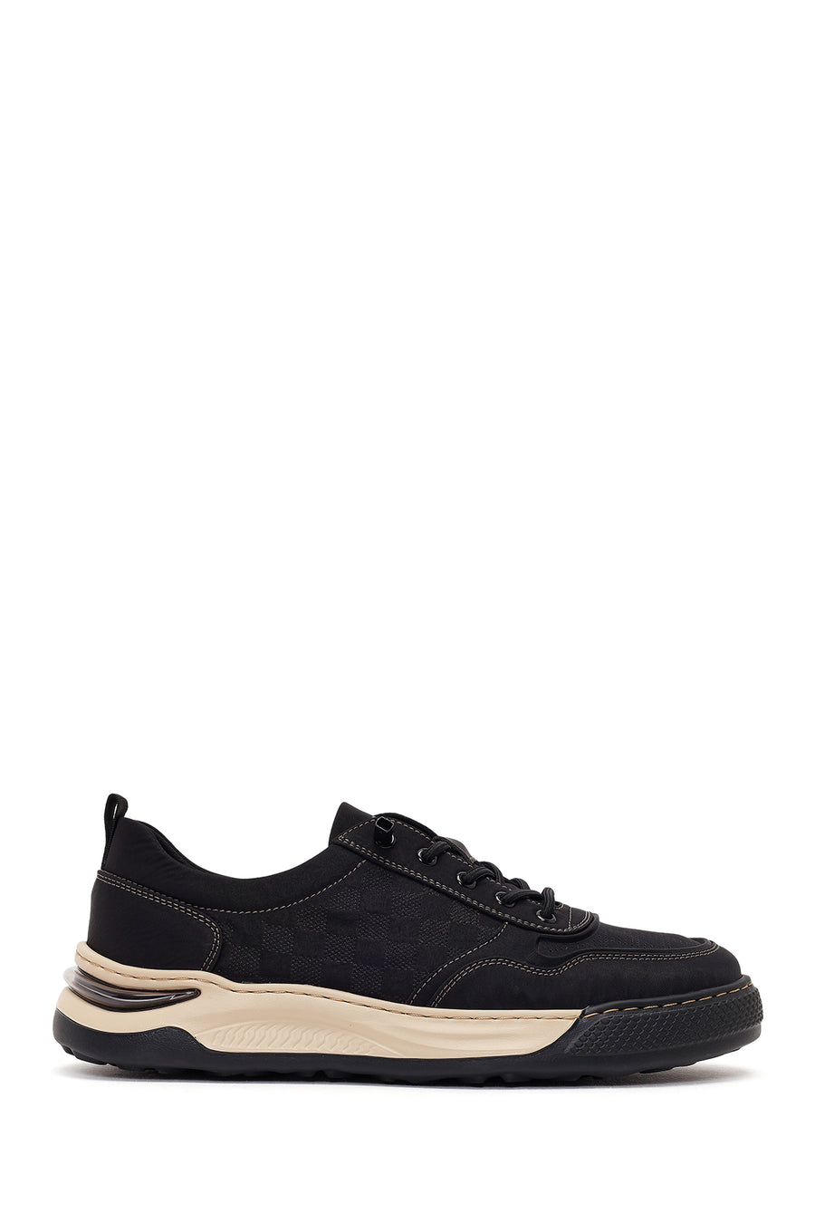 Derimod Zero Male Black Lace-Up Thick-Soled Fabric Sneakers 26SFD69216F | Derimod