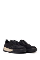 Derimod Zero Male Black Lace-Up Thick-Soled Fabric Sneakers | Derimod