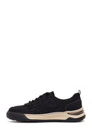 Derimod Zero Male Black Lace-Up Thick-Soled Fabric Sneakers | Derimod