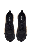 Derimod Zero Male Black Lace-Up Thick-Soled Fabric Sneakers | Derimod