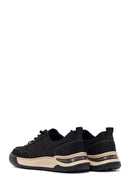 Derimod Zero Male Black Lace-Up Thick-Soled Fabric Sneakers | Derimod