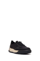 Derimod Zero Male Black Lace-Up Thick-Soled Fabric Sneakers | Derimod