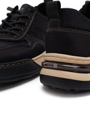 Derimod Zero Male Black Lace-Up Thick-Soled Fabric Sneakers | Derimod