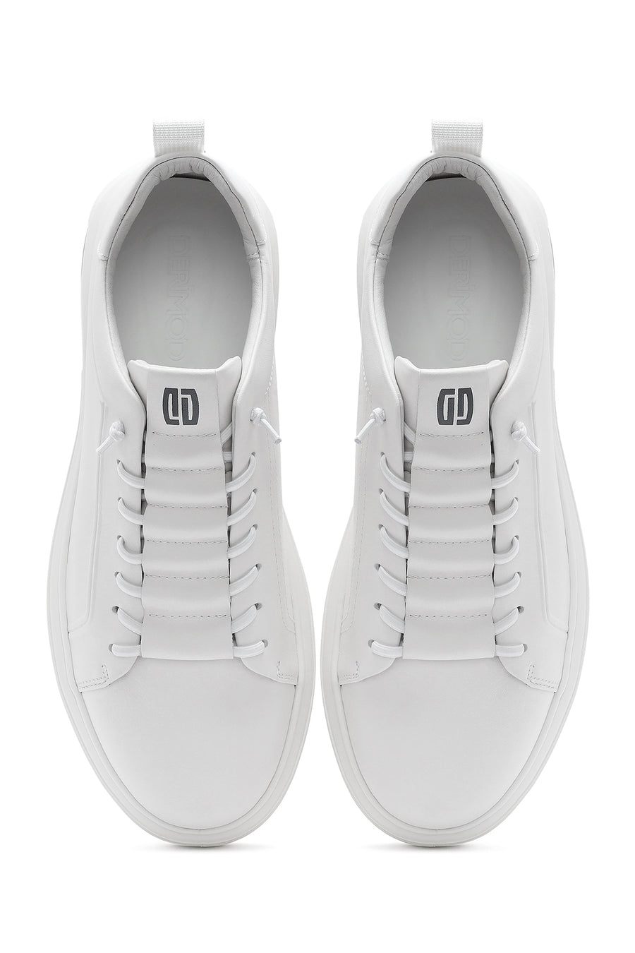 Erkek Beyaz Bağcıklı Deri Sneaker