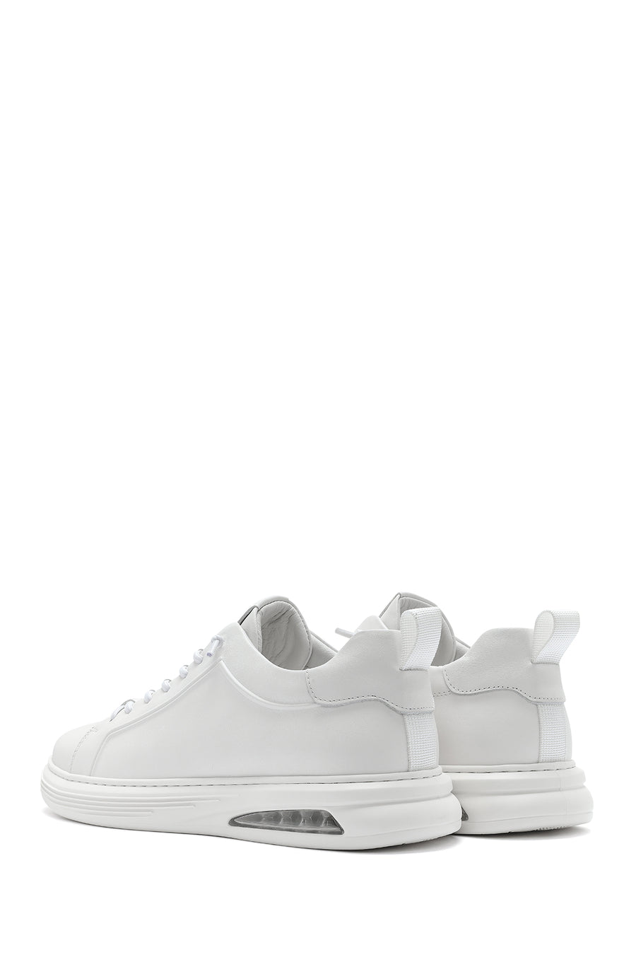 Erkek Beyaz Bağcıklı Deri Sneaker