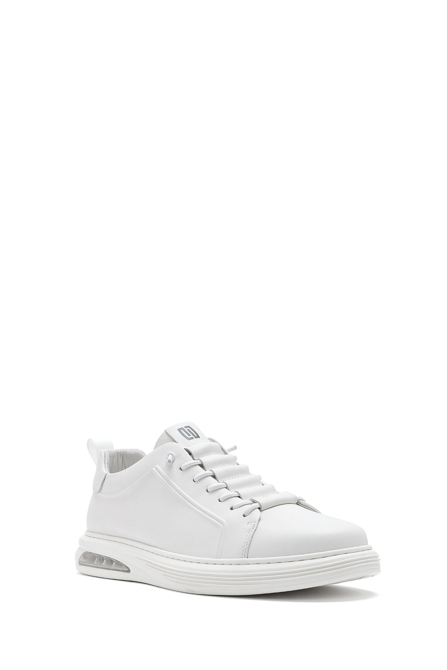 Erkek Beyaz Bağcıklı Deri Sneaker