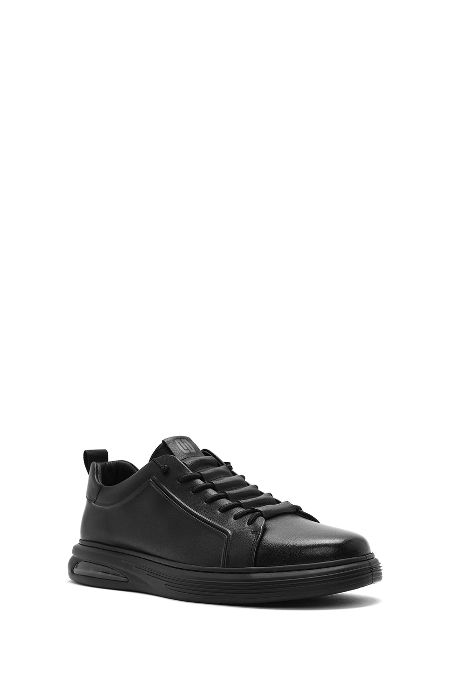 Erkek Siyah Bağcıklı Deri Sneaker