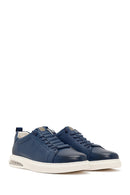 Erkek Lacivert Bağcıklı Deri Sneaker | Derimod