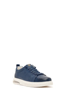 Erkek Lacivert Bağcıklı Deri Sneaker | Derimod