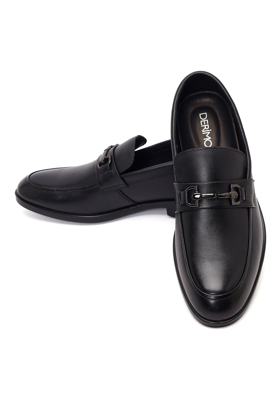 Men's Black Buckle Leather Classic Loafer