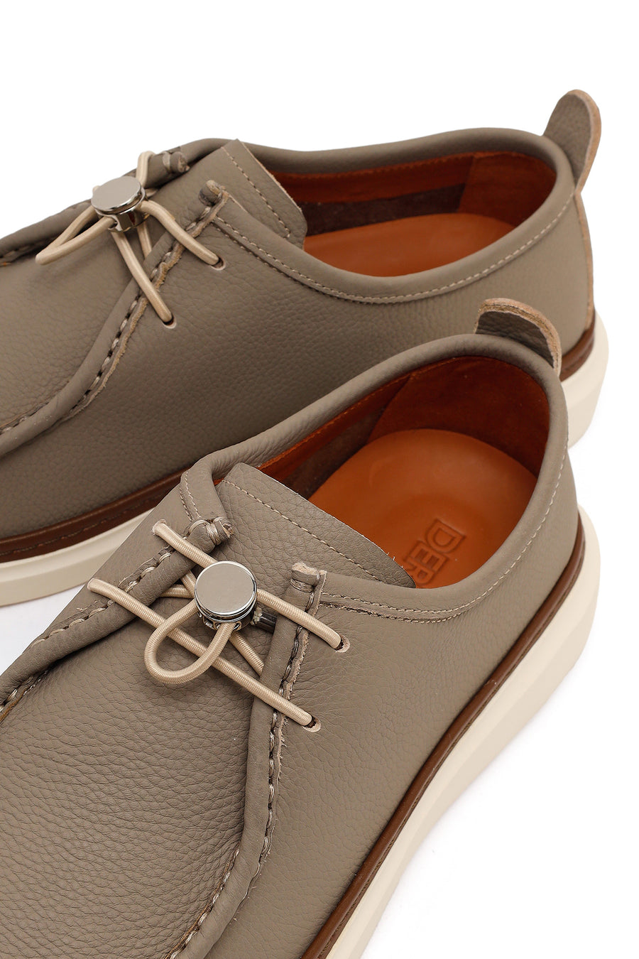 Men's Beige Leather Casual Shoes
