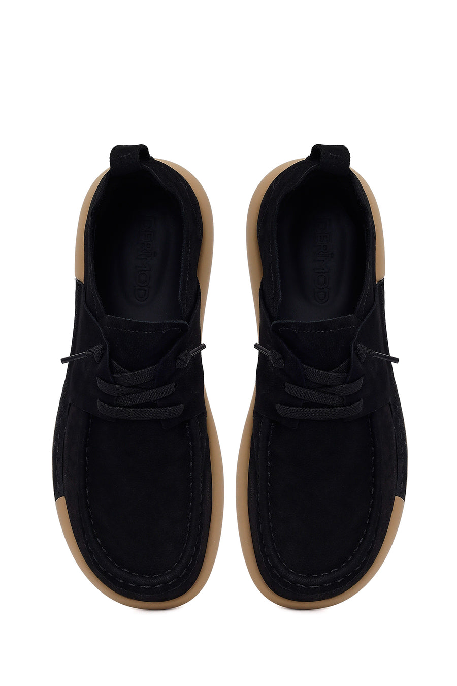 Male Black Lace-up Nubuck Leather Casual Shoes