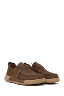 Male Khaki Lace-up Nubuck Leather Casual Shoes | Derimod