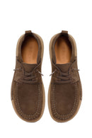 Male Khaki Lace-up Nubuck Leather Casual Shoes | Derimod
