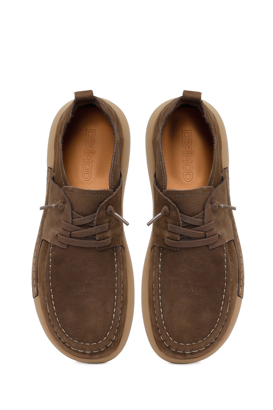 Male Khaki Lace-up Nubuck Leather Casual Shoes