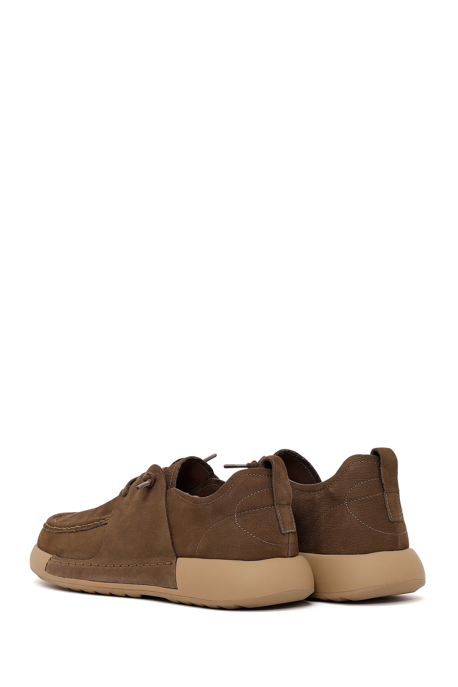Male Khaki Lace-up Nubuck Leather Casual Shoes