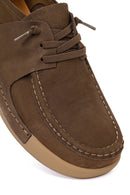 Male Khaki Lace-up Nubuck Leather Casual Shoes | Derimod