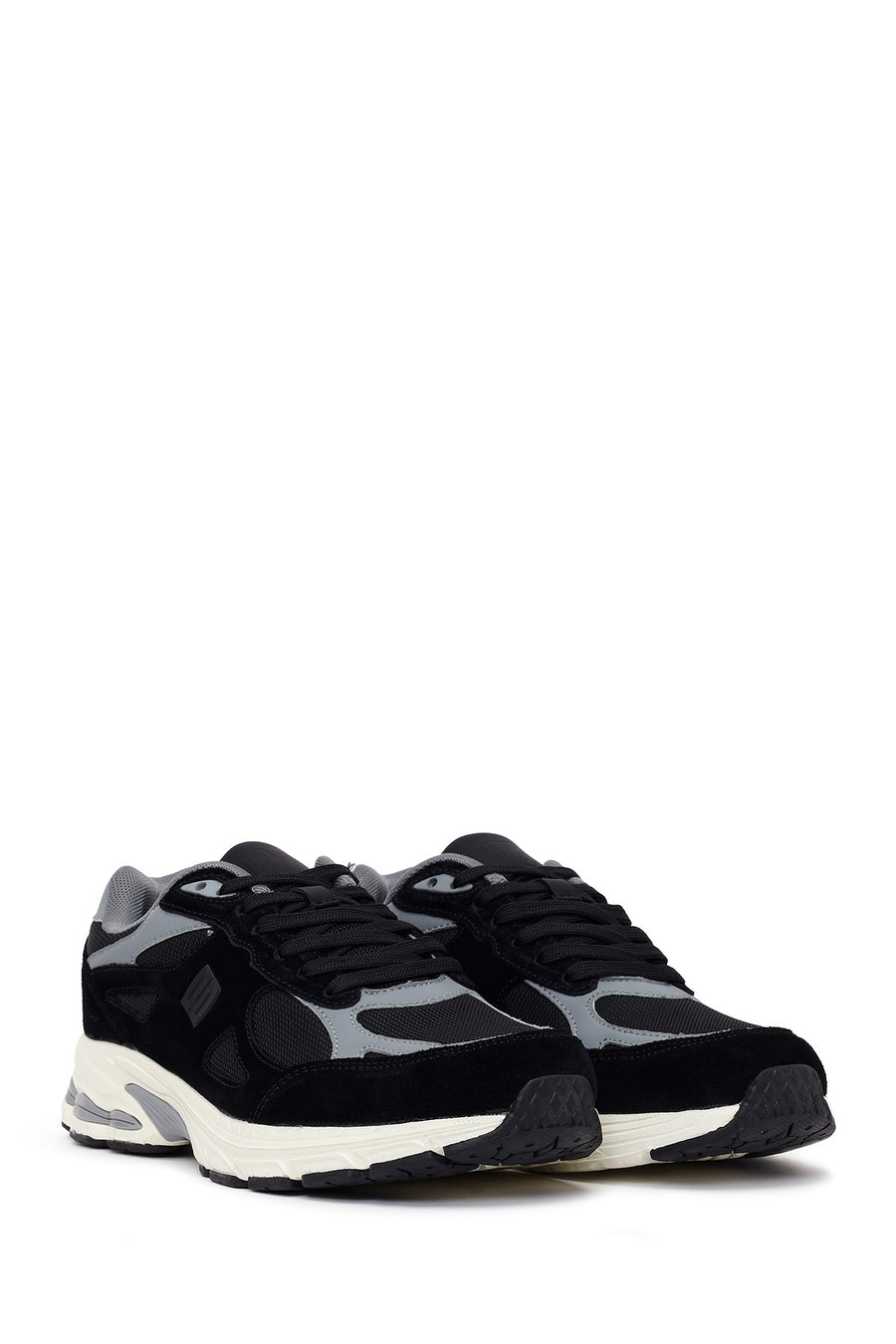 Erkek Siyah Bağcıklı Kalın Tabanlı Süet Deri Sneaker