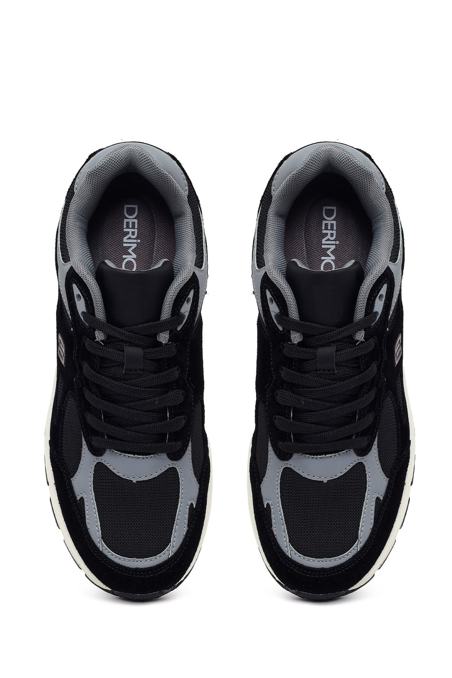Erkek Siyah Bağcıklı Kalın Tabanlı Süet Deri Sneaker