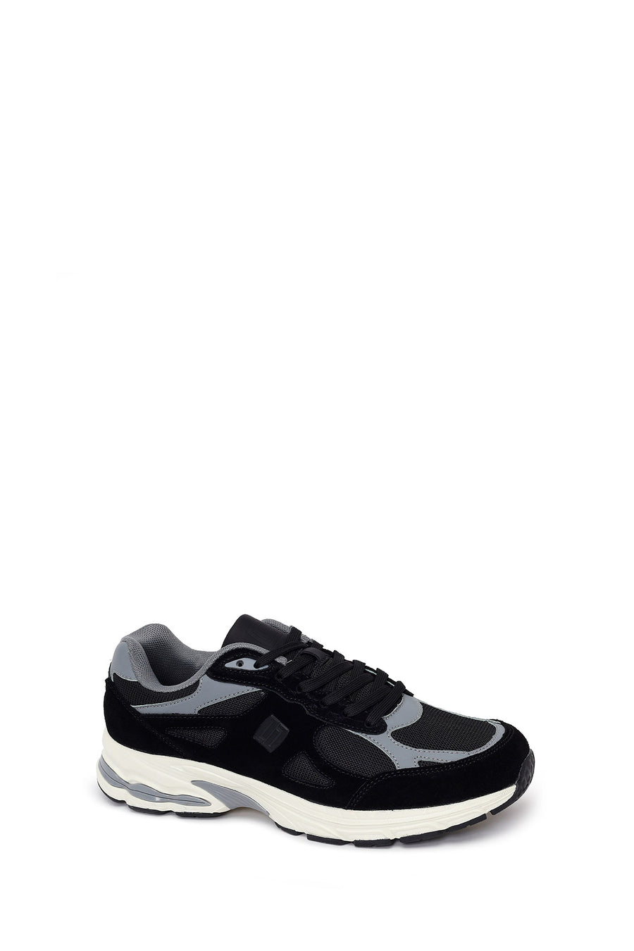Erkek Siyah Bağcıklı Kalın Tabanlı Süet Deri Sneaker