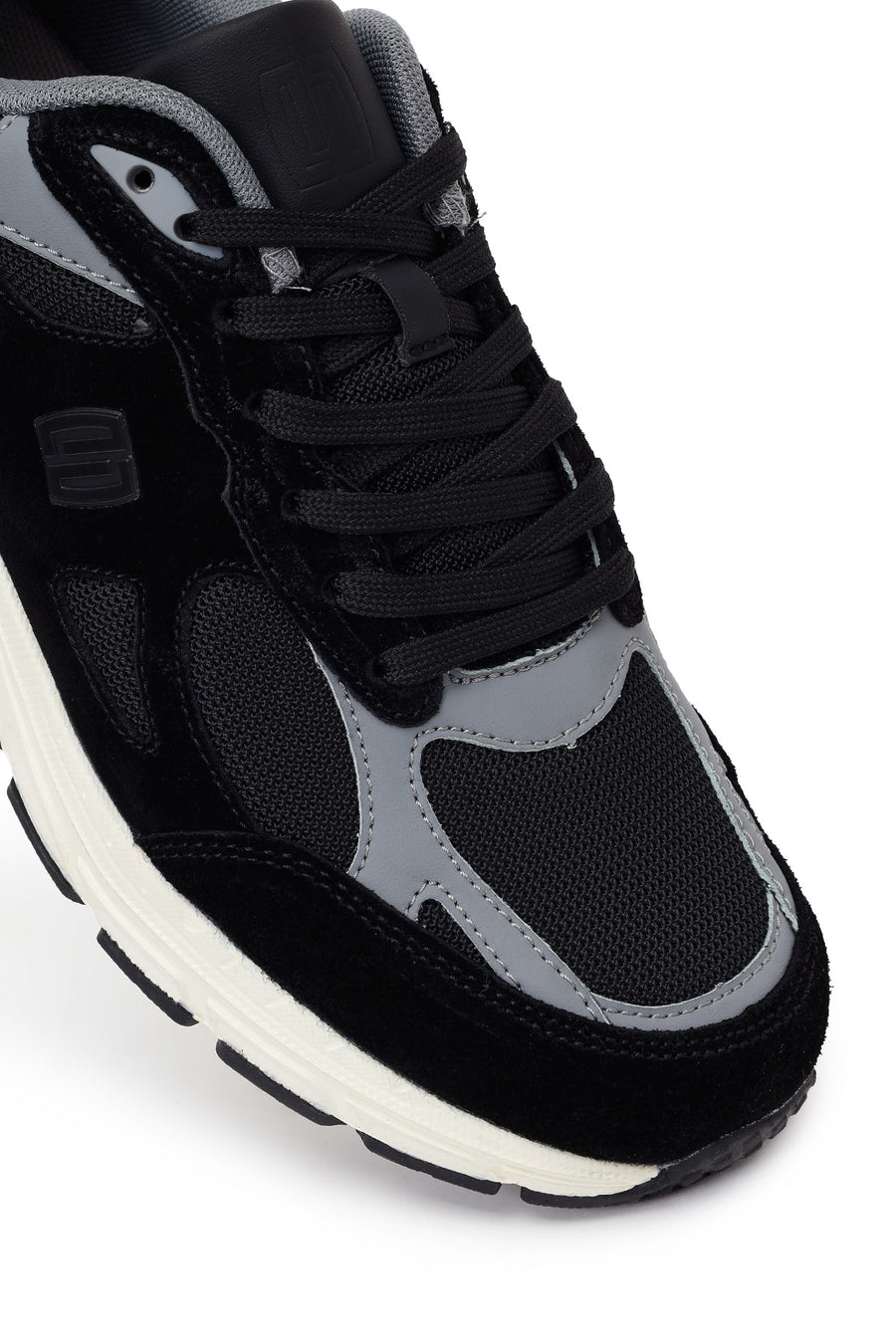 Erkek Siyah Bağcıklı Kalın Tabanlı Süet Deri Sneaker