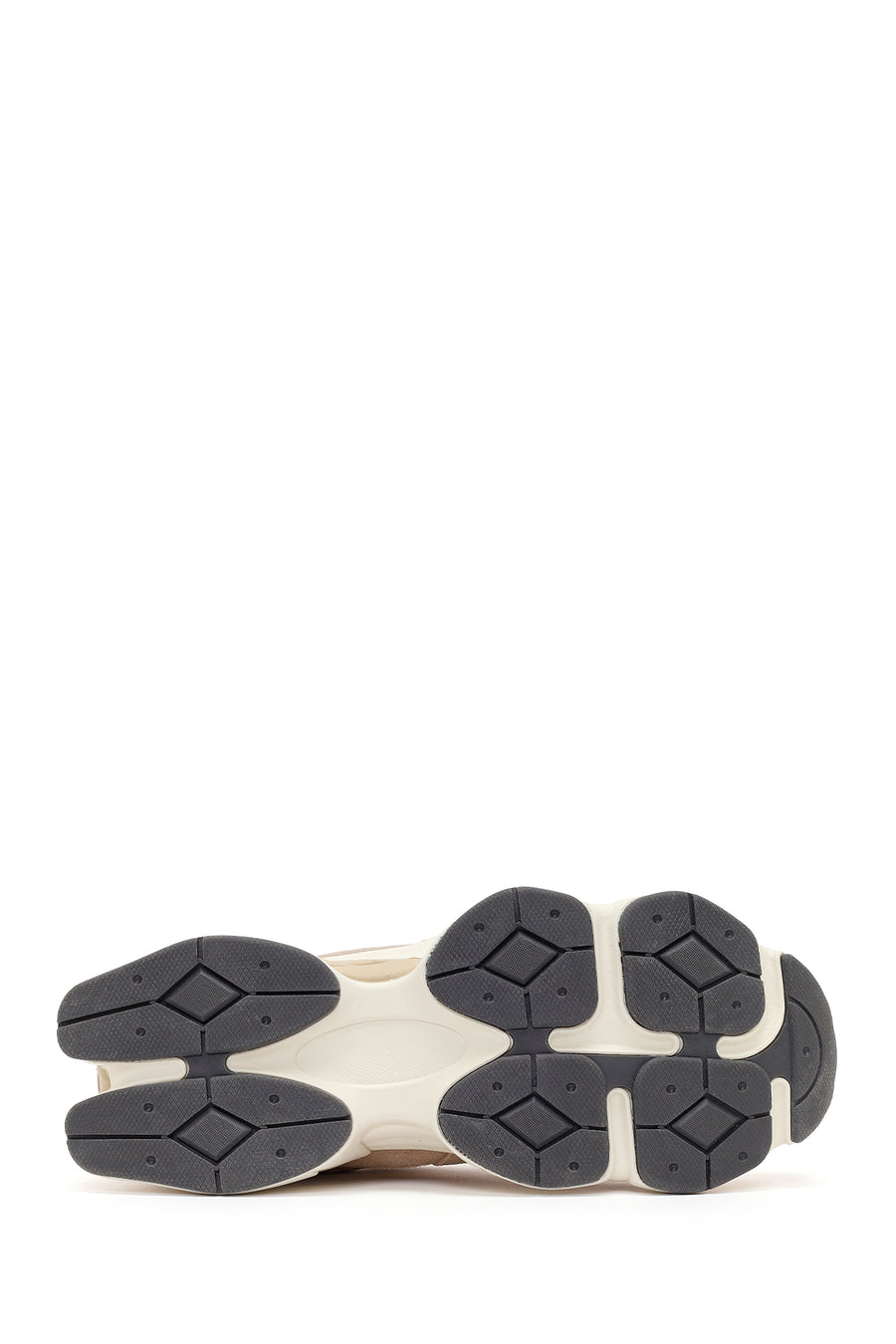 Erkek Bej Bağcıklı Kalın Tabanlı Deri Sneaker