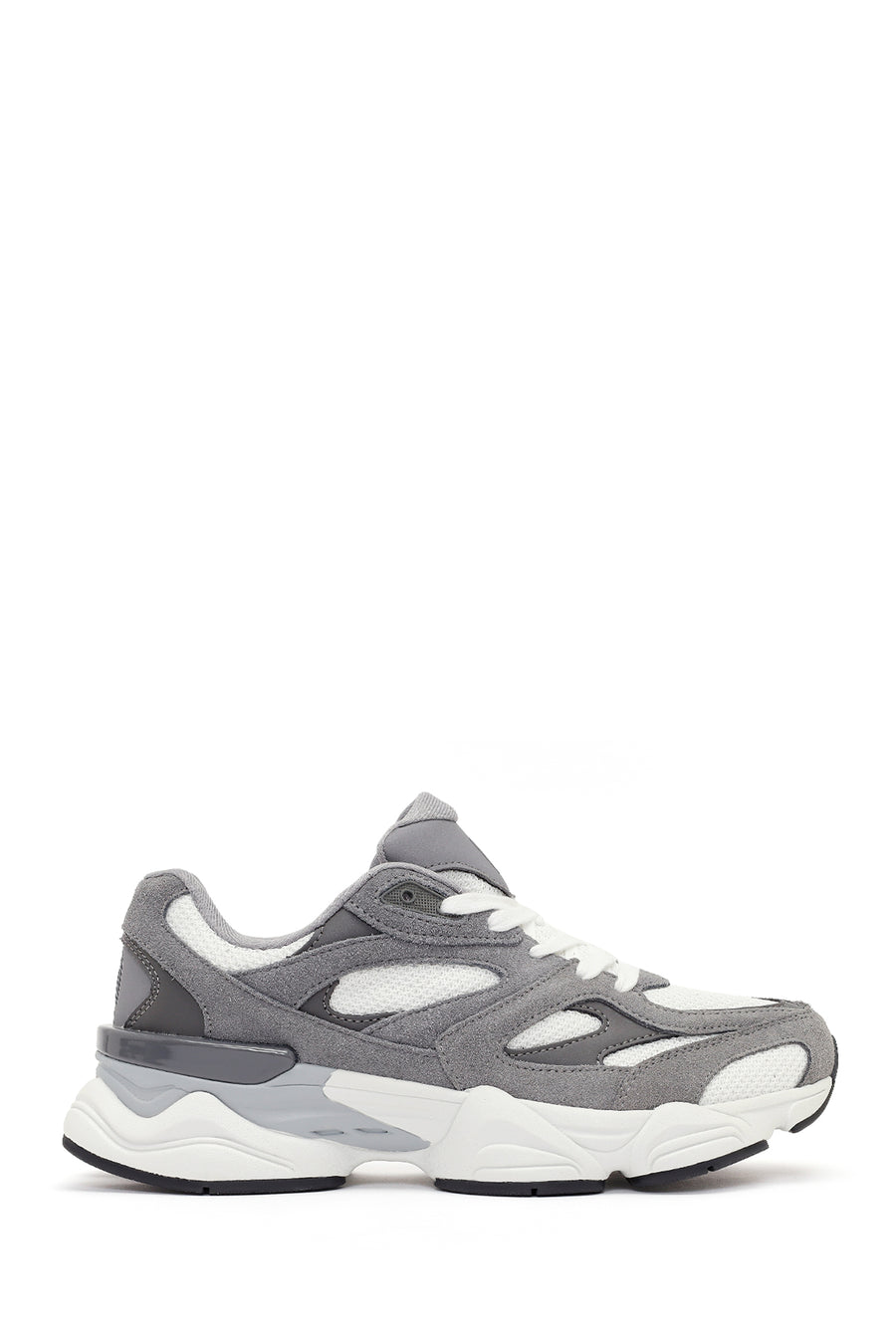 Erkek Gri Bağcıklı Kalın Tabanlı Deri Sneaker 26SFD696714 | Derimod