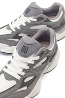 Erkek Gri Bağcıklı Kalın Tabanlı Deri Sneaker | Derimod