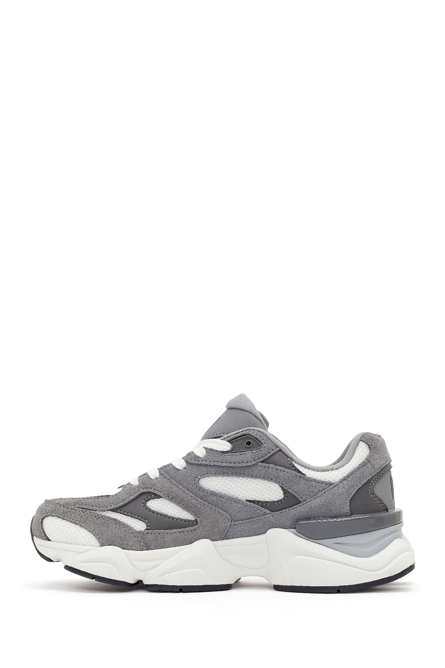 Erkek Gri Bağcıklı Kalın Tabanlı Deri Sneaker