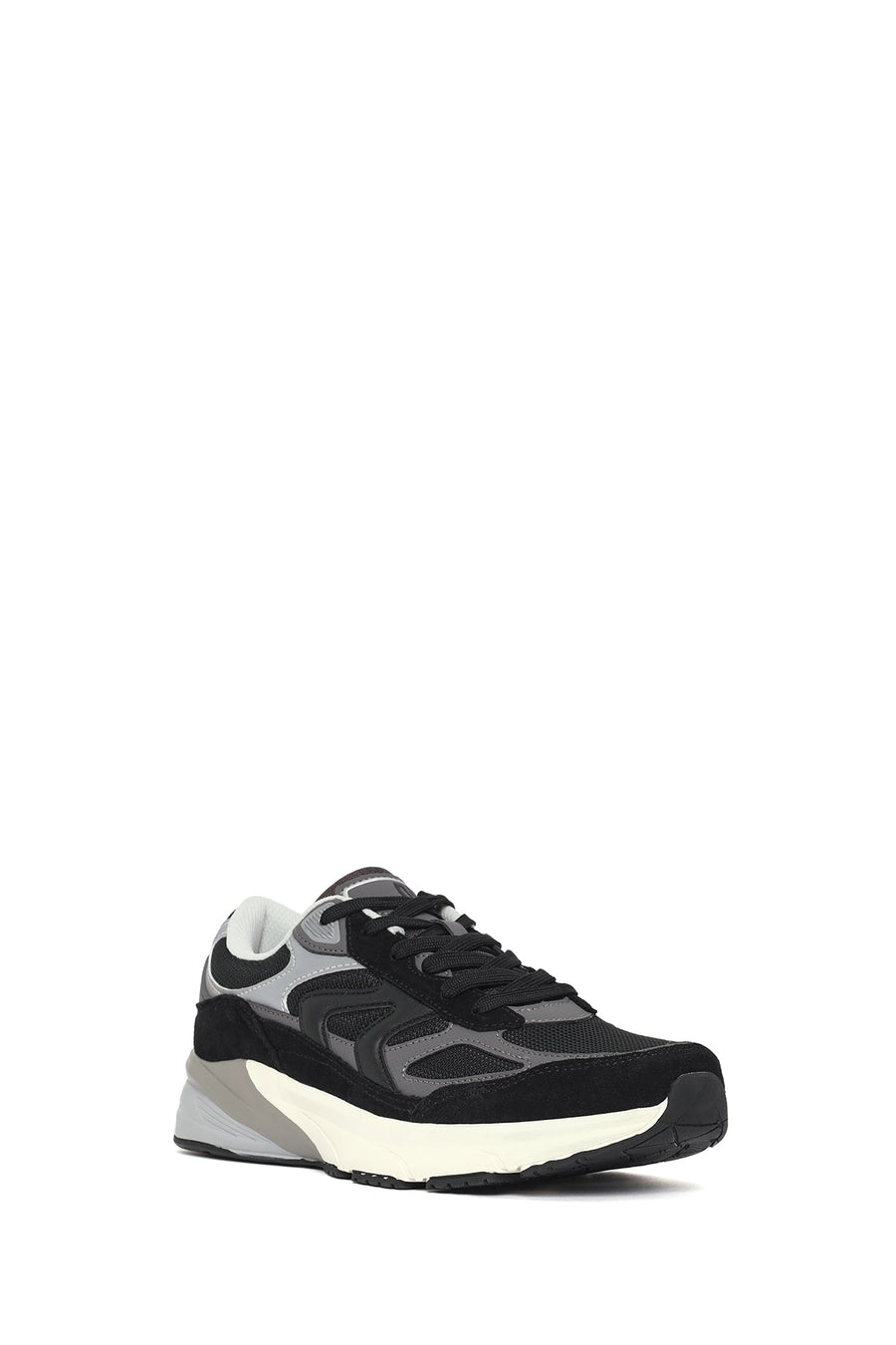 Men's Black Thick Sole Lace Up Leather Sneaker