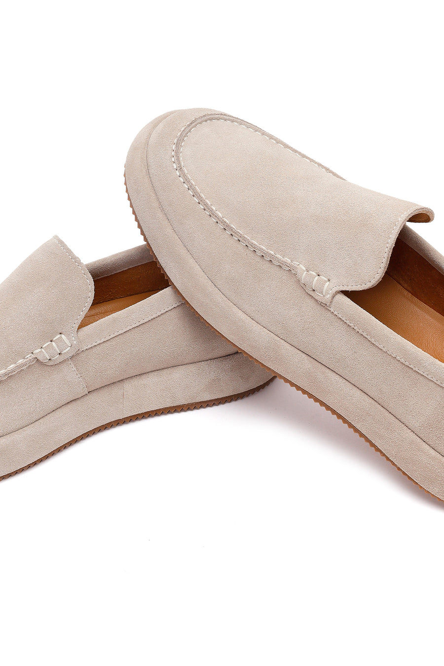 Erkek Gri Süet Deri Casual Loafer