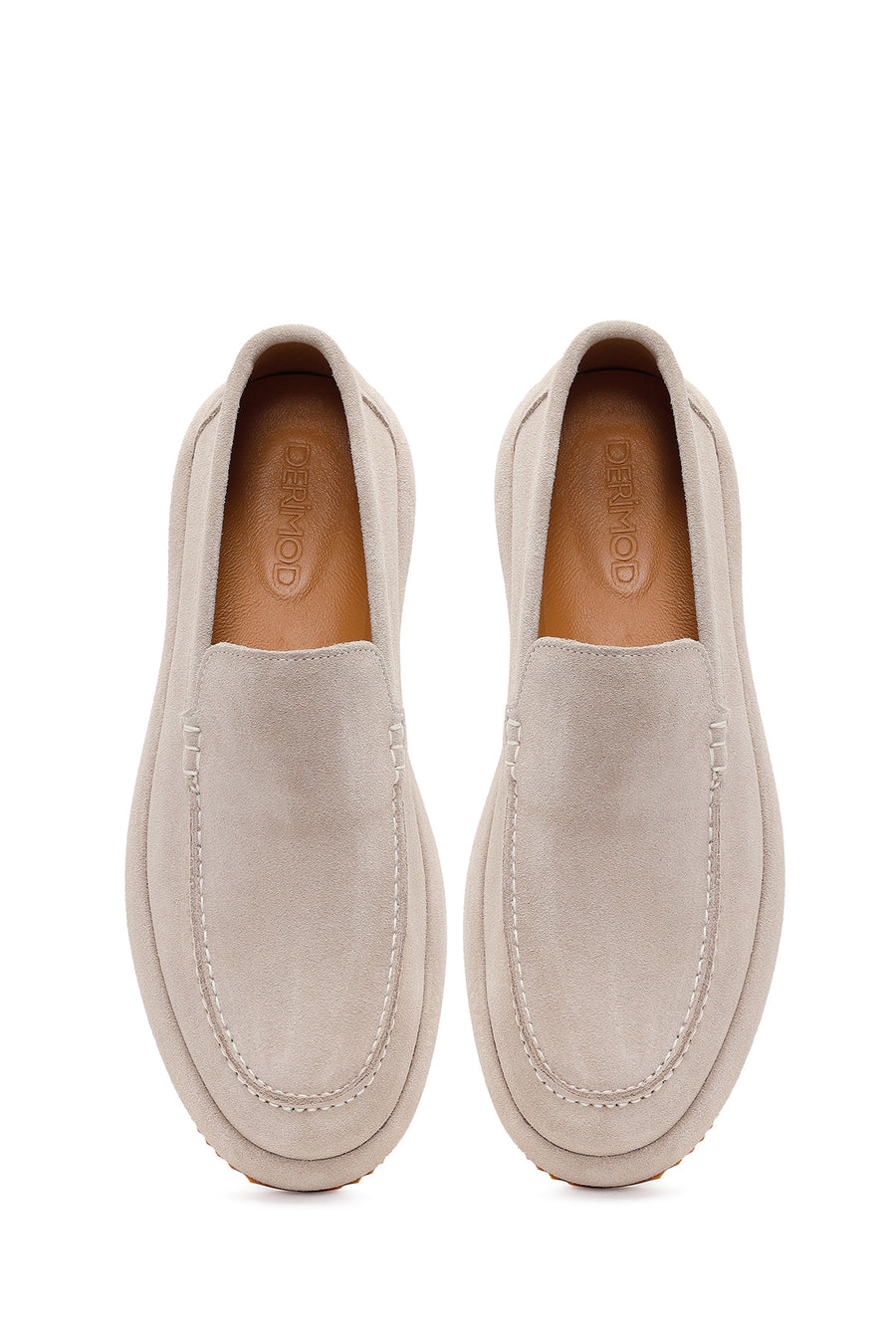 Erkek Gri Süet Deri Casual Loafer