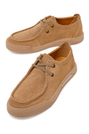 Male Beige Lace-Up Thick-Soled Suede Leather Casual Shoes | Derimod