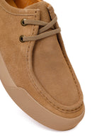 Male Beige Lace-Up Thick-Soled Suede Leather Casual Shoes | Derimod