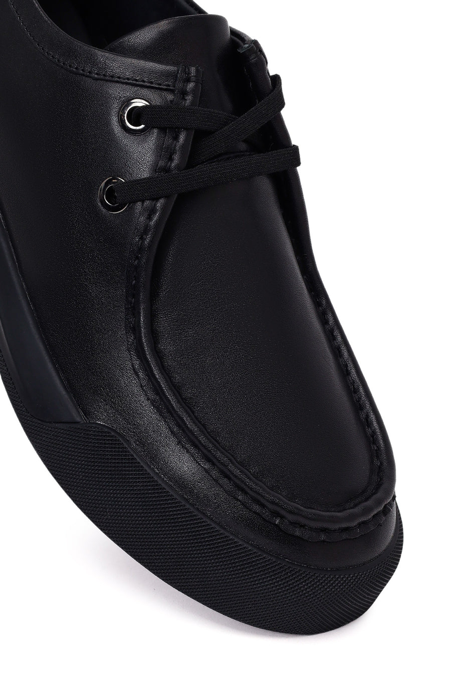 Male Black Lace-Up Leather Casual Shoes