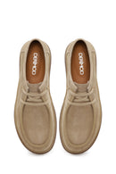 Male Beige Lace-Up Nubuck Leather Casual Shoes | Derimod