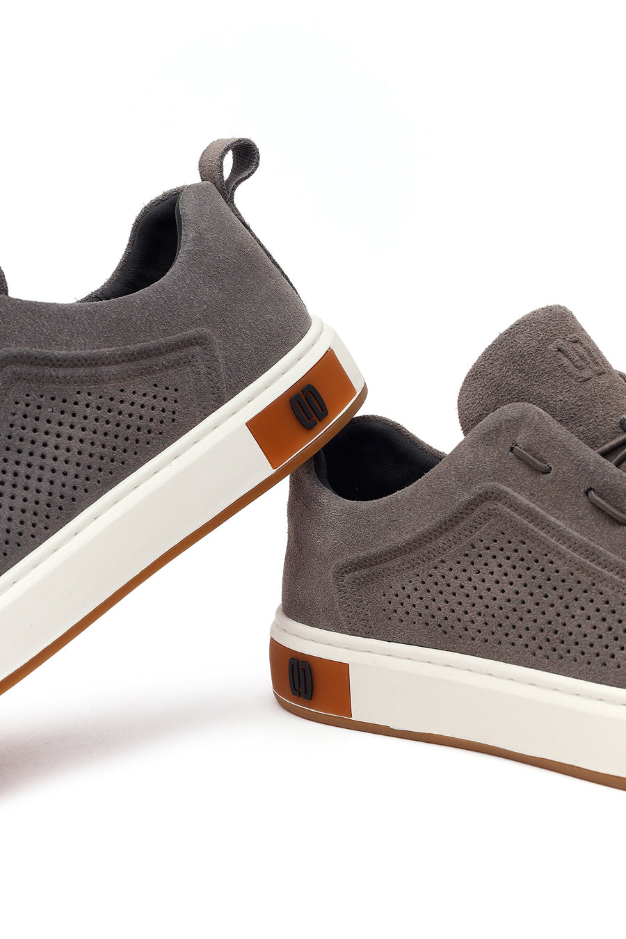 Men's Gray Lace-Up Suede Leather Sneaker