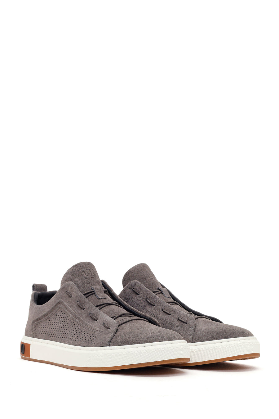 Men's Gray Lace-Up Suede Leather Sneaker