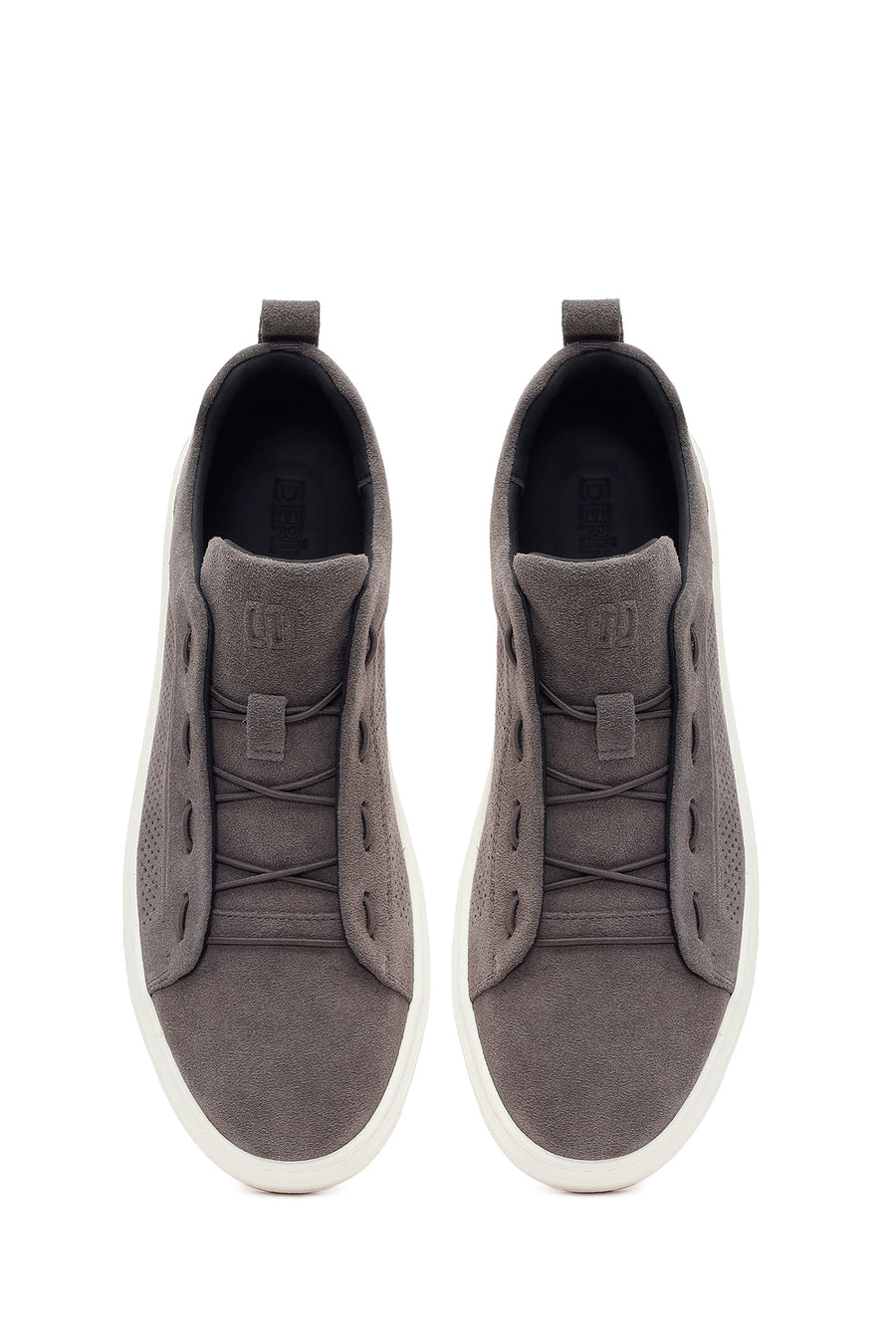 Men's Gray Lace-Up Suede Leather Sneaker