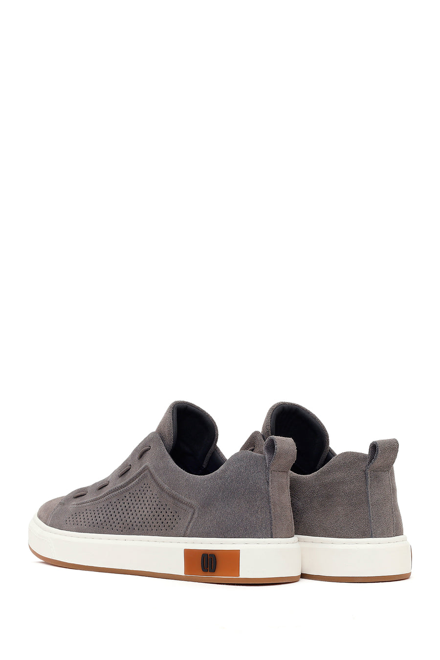 Men's Gray Lace-Up Suede Leather Sneaker