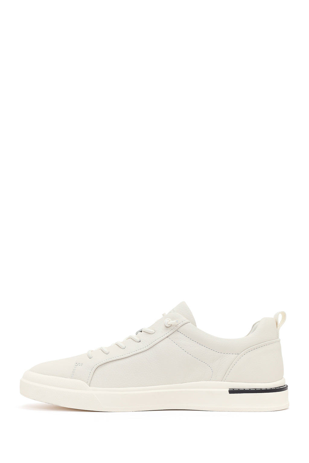 Erkek Beyaz Bağcıklı Deri Sneaker