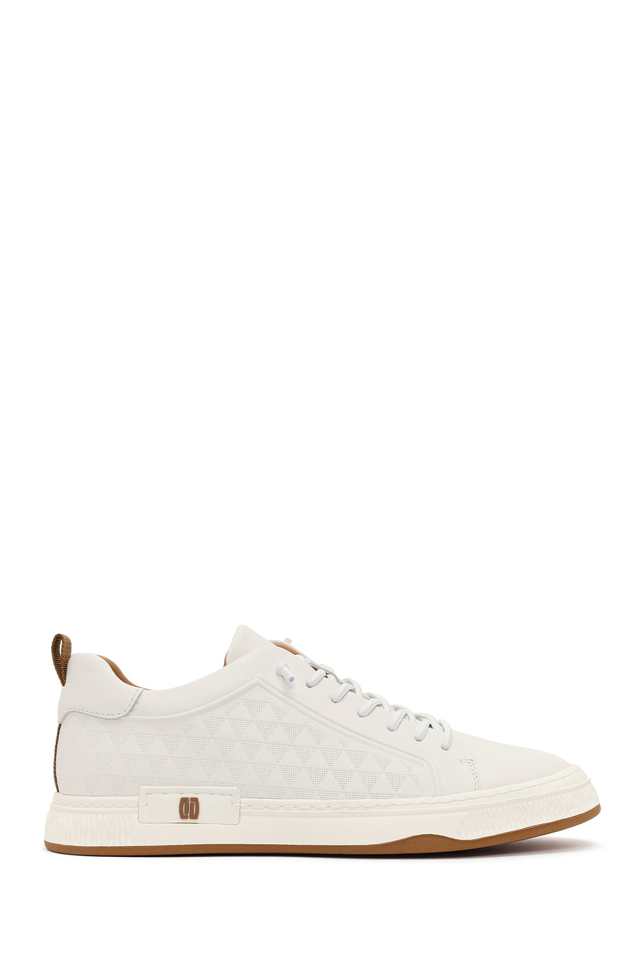 Erkek Beyaz Bağcıklı Baskılı Deri Sneaker 26SFD698618 | Derimod