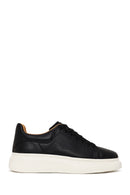Male Black Lace-Up Thick-Soled Patterned Leather Sneakers | Derimod