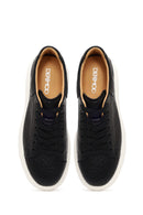Male Black Lace-Up Thick-Soled Patterned Leather Sneakers | Derimod