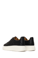Male Black Lace-Up Thick-Soled Patterned Leather Sneakers | Derimod