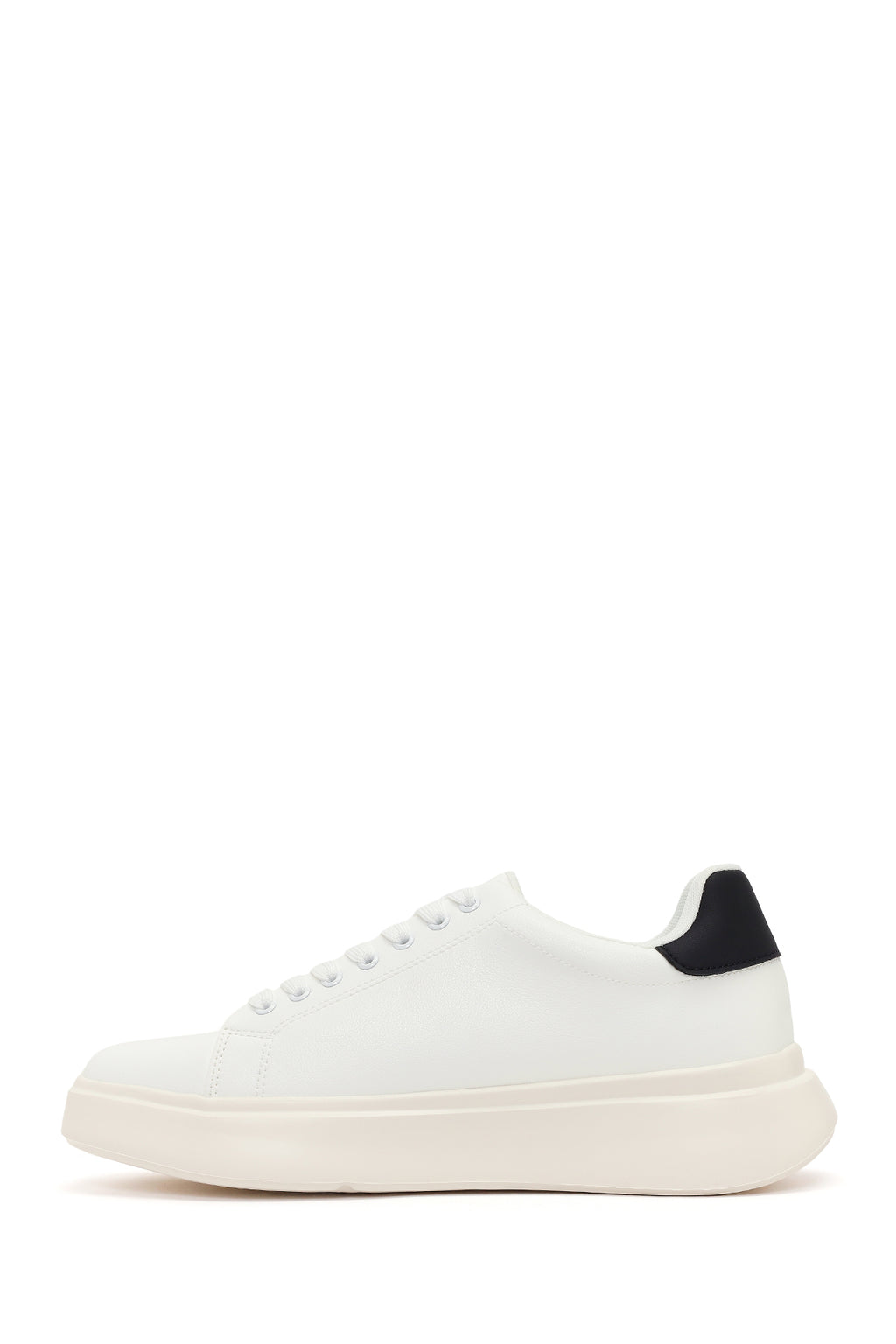 Erkek Beyaz Bağcıklı Kalın Tabanlı Sneaker