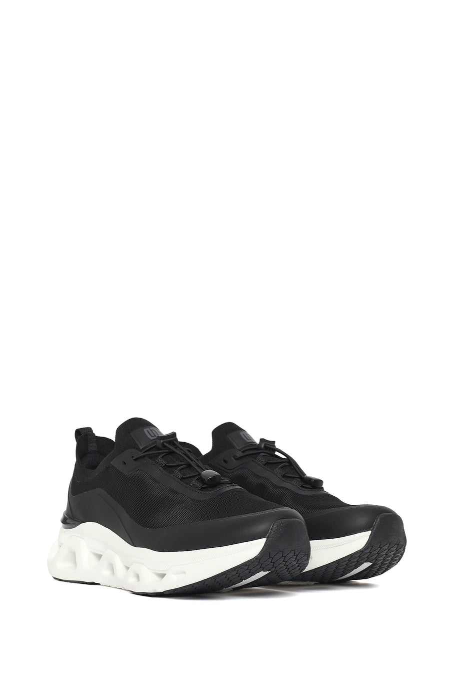 Derimod Zero Male Black Thick-Soled Lace-Up Fabric Sneakers