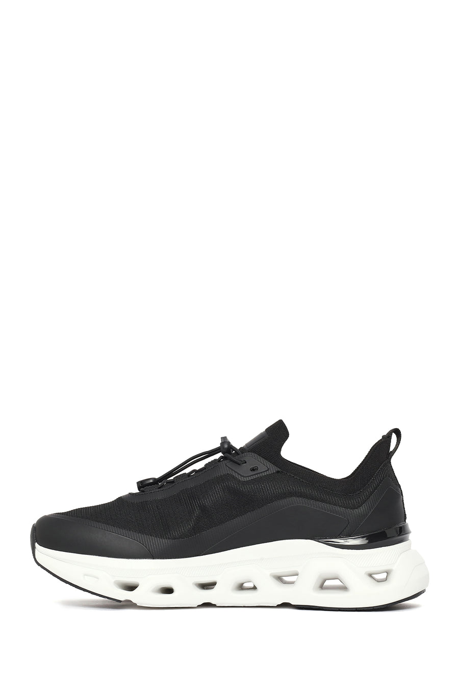 Derimod Zero Male Black Thick-Soled Lace-Up Fabric Sneakers
